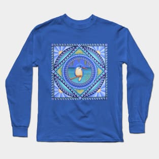 Kingfisher Bird Mandala Long Sleeve T-Shirt